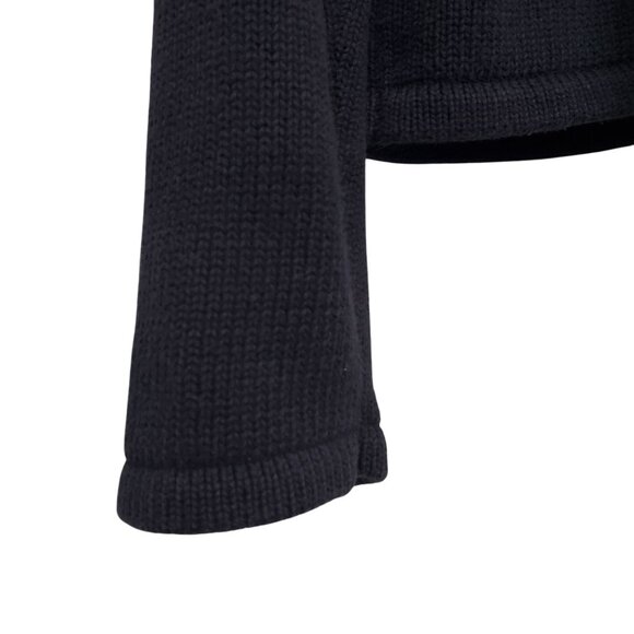 Chaps Womens Size L Cardigan Cotton Sweater Shawl Collar Gold Buttons Crest Navy - Picture 12 of 12